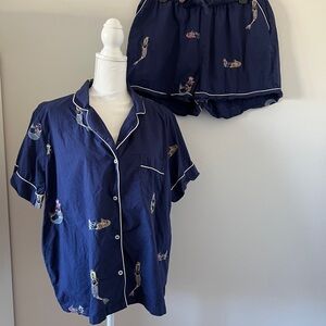 Printfresh Embroidered Mermaid Daughters Of Triton Pajama Set Sz XL PRINT FRESH